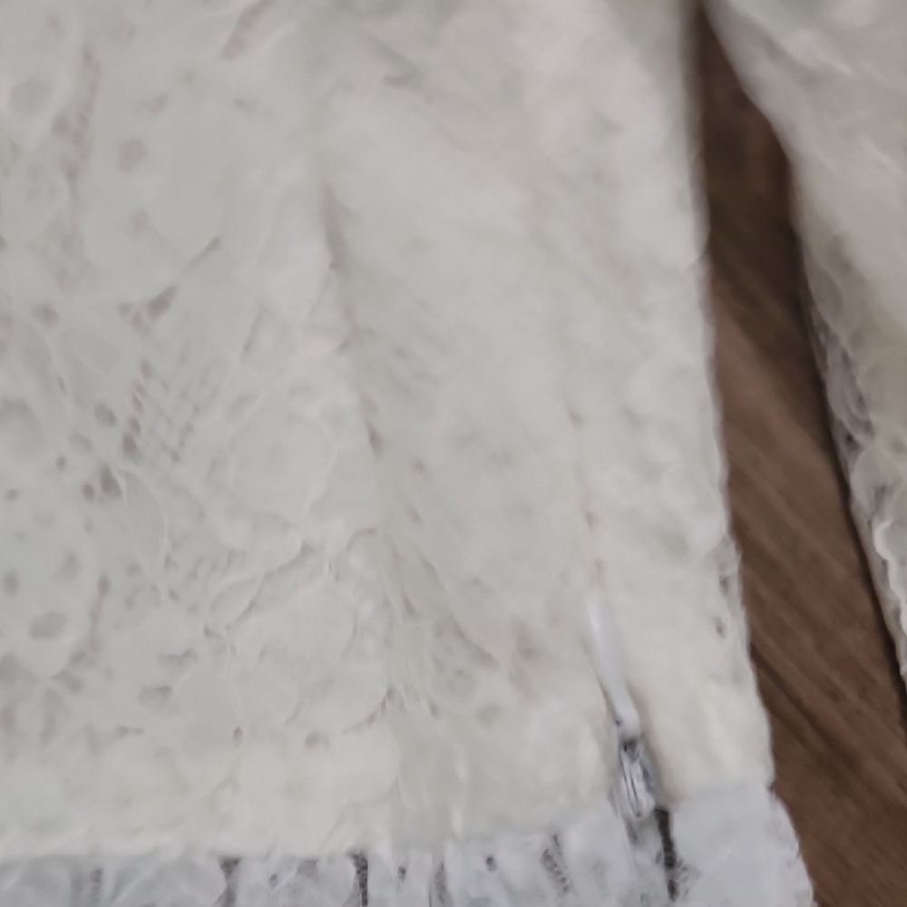 Cream Lace Cropped Blouse Long Sleeve Tie Front Boho Cottagecore - Picture 5 of 8